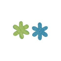 Felt star flowers - 3 cm - 2 colors - 12 pieces