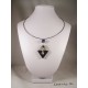 Necklace "Cat" with Swarovski crystal black pearl Stand black painted concrete diamond and black pearl square