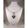 Necklace "Cat" with Swarovski crystal black pearl Stand black painted concrete diamond and black pearl square