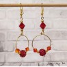 Boucles d'oreilles créoles fantaisie Swarovski rouge