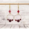 Boucles d'oreilles créoles fantaisie Swarovski rouge foncé