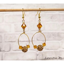 Boucles d'oreilles créoles fantaisie Swarovski jaune foncé