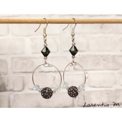 Créoles fantaisie Swarovski grises