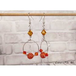 Créoles fantaisie Swarovski orange
