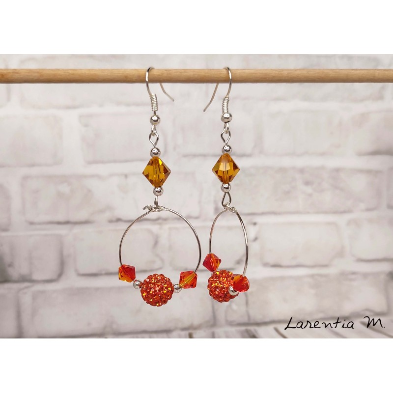 Créoles fantaisie Swarovski orange