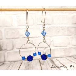 Créoles fantaisie Swarovski bleu roi