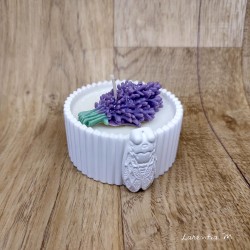 Vegetable wax candle jar with cicada and lavender bouquet overcandle