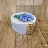 Vegetable wax candle jar with cicada and lavender bouquet overcandle
