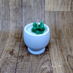Pot en céramique blanche avec bougie végétale Cactus