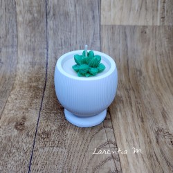 Pot en céramique blanche avec bougie végétale Cactus