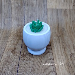 Pot en céramique blanche avec bougie végétale Cactus