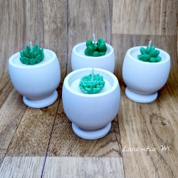 Pot en céramique blanche avec bougie végétale Cactus