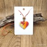 Collier pendentif Coeur en pâte polymère et perles métal dorées