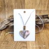 Heart pendant necklace in polymer clay and gold metal beads