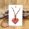Collier pendentif Coeur en pâte polymère et perles métal dorées