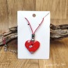 Collier pendentif Coeur en pâte polymère et perles métal argentées