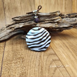 Collier pendentif rond coquillage nacre