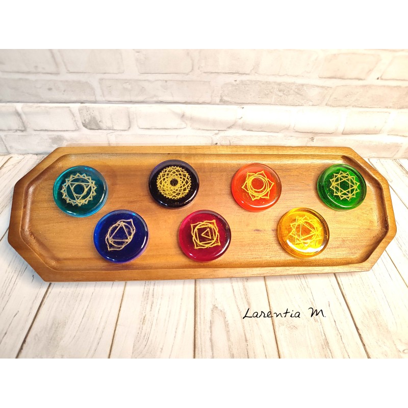 7 médaillons Chakras en résine 7 médaillons Chakras en résine
