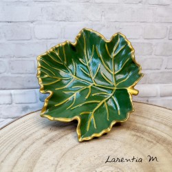 Hand-painted ceramic maple leaf tray