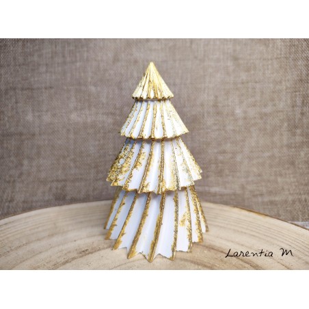 White ceramic Christmas tree with gold glitter