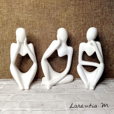 3 ceramic "Thinkers" figurines