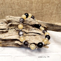Bracelet Obsidienne et Citrine