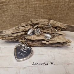 Photo case heart keychain with beads