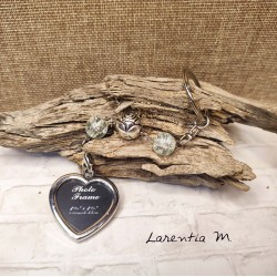 Photo case heart keychain with beads