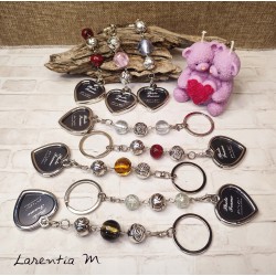 Porte-clés coeur étui photo avec perles