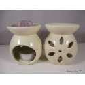 Perfume burner in ceramic, beige, flower