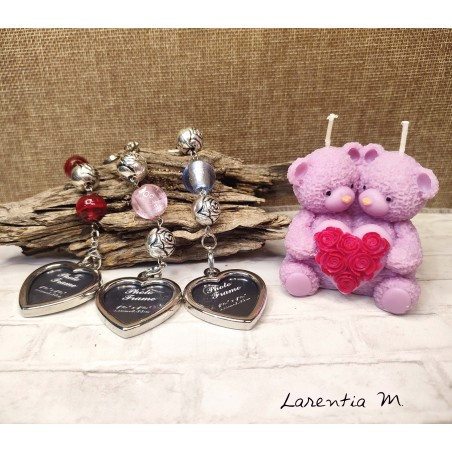 Photo case keychain with beads