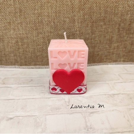 bougie love rose et coeur