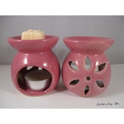 Perfume burner in ceramic, pink, flower