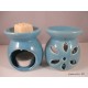 Perfume burner in ceramic, blue, flower