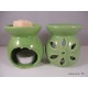 Perfume burner in ceramic, green, flower