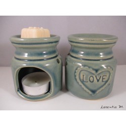 Perfume burner in ceramic, green, Love