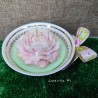 Peony candle in a porcelain cup and ribbon