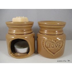 Perfume burner in ceramic, brown, Love