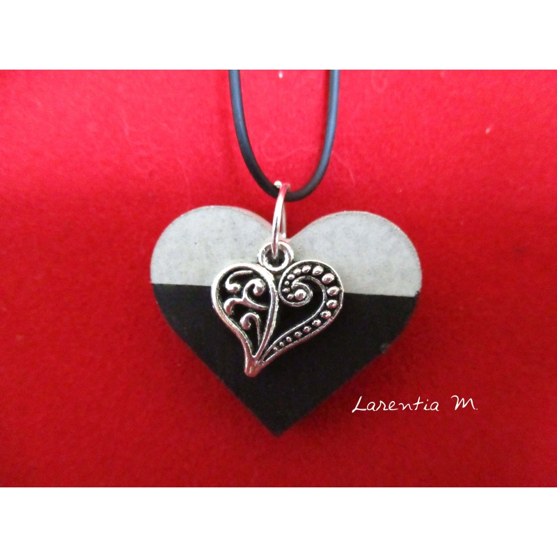Pendant Necklace "Heart" on heart concrete pad painted black