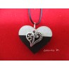 Pendant Necklace "Heart" on heart concrete pad painted black