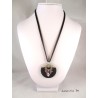 Pendant Necklace "Heart" with Swarovski pearls on circle concrete pad painted black