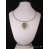 Collier losange béton argent, connecteur cœur, perles cristal Swarovski