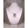 Rectangle silver rectangle necklace, silver cross, gray crystal bead