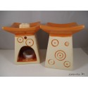 Perfume burner in ceramic, Pagoda, Orange