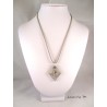Pendant Necklace "Dolphin" with little grey pearl on lozenge concrete pad decorated silver