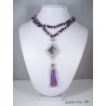Gray Bohemian crystal beads necklace, rectangle concrete