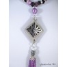 Gray Bohemian crystal beads necklace, rectangle concrete