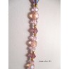 Collier perles cristal Swarovski et verre, pendentif béton rectangle peint raisin, avec perle cirée et shamballa violettes