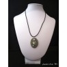 Oval granite necklace with silver dragon pendant