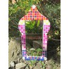 Miroir en papier maché, peint, décoré de mosaique plastique